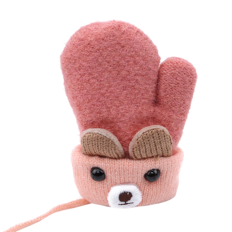 Hot Sale Children Girls Boys Winter Cartoon Bear Patchwork Keep Warm Mittens Gloves 1-4 years | Детская одежда и обувь