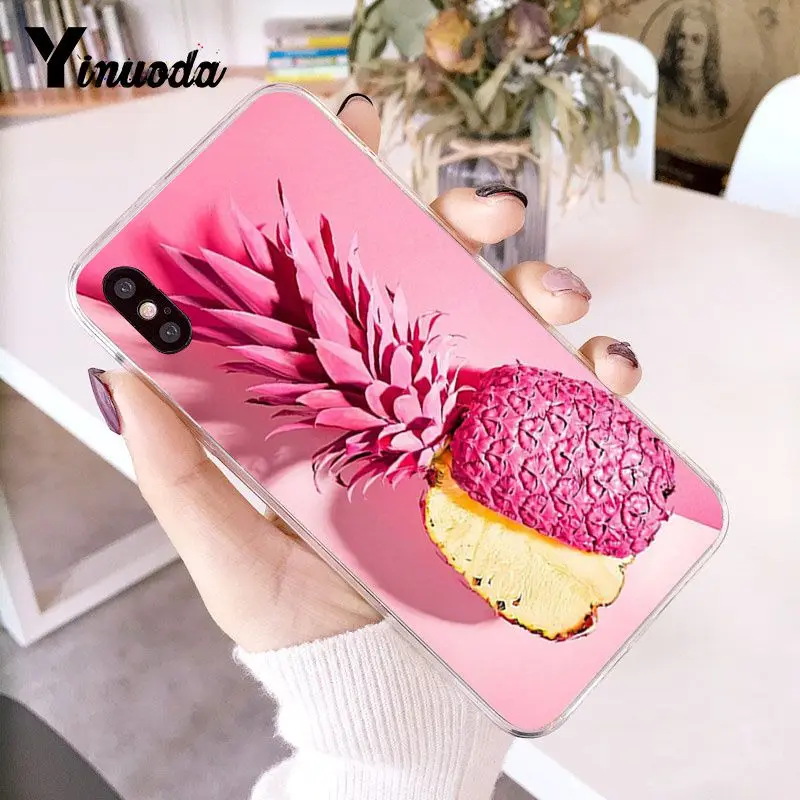 Цветной розовый Золотой ананас мягкий чехол для телефона iPhone X XS MAX 6 6S 7 7plus 8 8Plus 5 5S