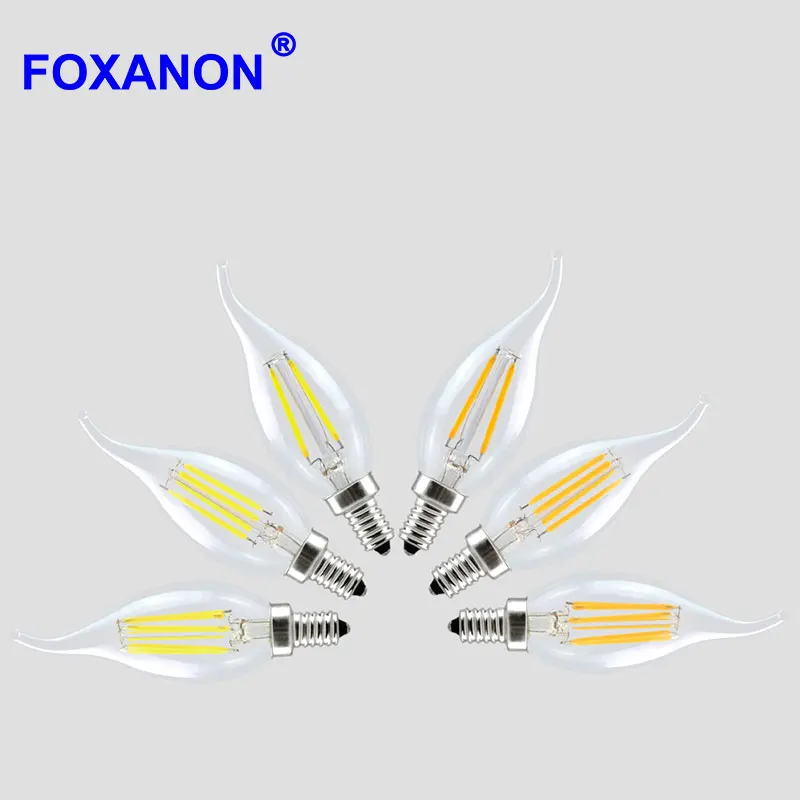 Foxanon E12 светодиодная лампа 110 В накаливания E14 Светодиодная 220 с регулируемой