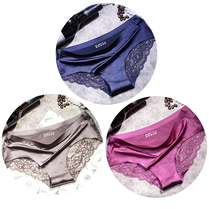 blue gray purple TEXIWAS, 3 шт./лот, женские кружевные трусики размера плюс, бесшовное женское нижнее белье, кружевные трусы, сексуальные трусики для женщин, комфортное нижнее белье - Цвет: blue gray purple