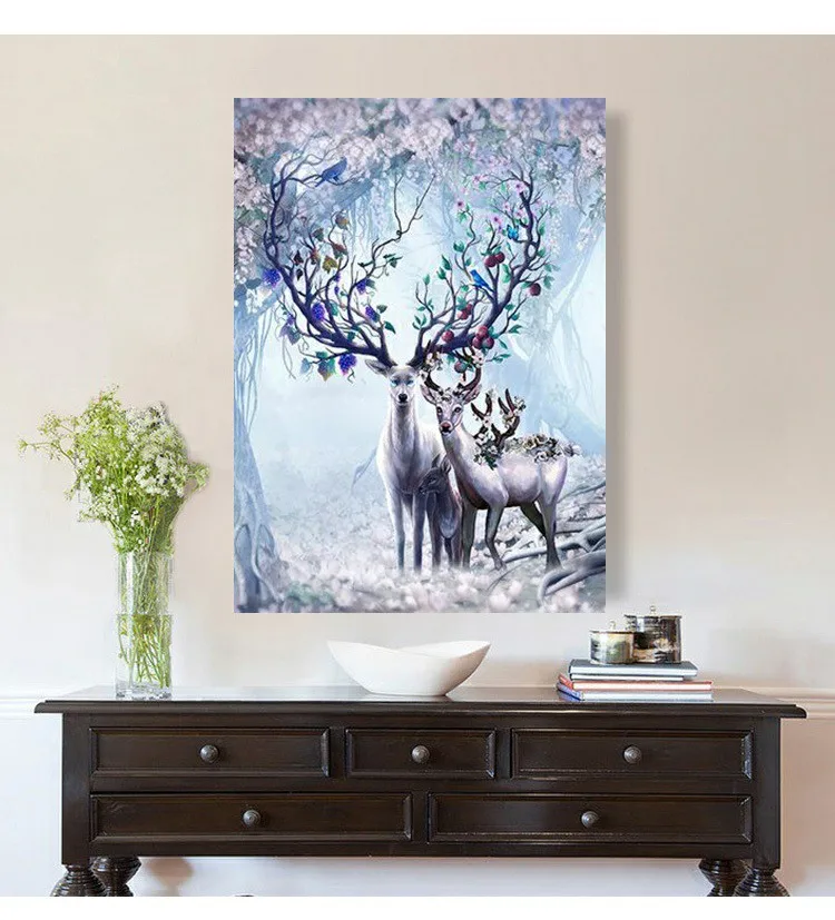 Холст с изображением счастливого оленя и животного 14 карат вышивка наборы для