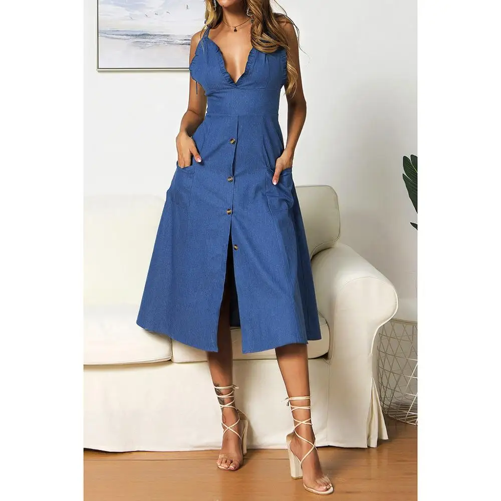 Женское джинсовое платье без рукавов jurken zomer Повседневное трапециевидной формы с