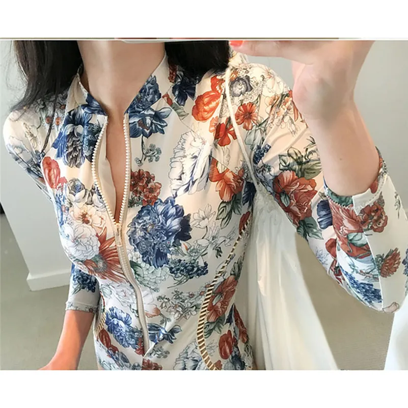Rashguards купальник женский Сексуальные Длинные рукава полосатая блузка купальник женский летний Дайвинг купальник цельный пляжный купальный костюм 4QW