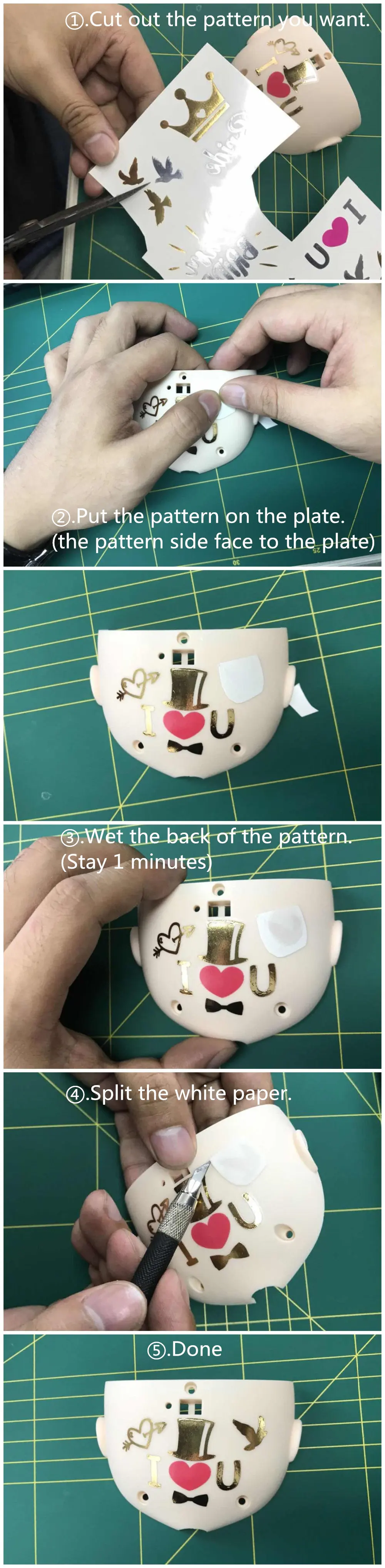 Настройка DIY Blyth кукольный рисунок лица для изготовления задней пластины Куклы костюм для Blyth, ICY, BJD, pulгубы