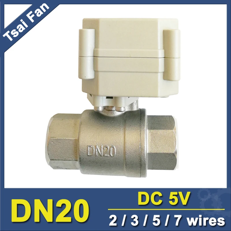 

SS304 3/4" Full Port Actuated Valve TF20-S2-A DC5V 2/3/5/7 Wires NPT/BSP DN20 Electric Water Valve For Flow Control