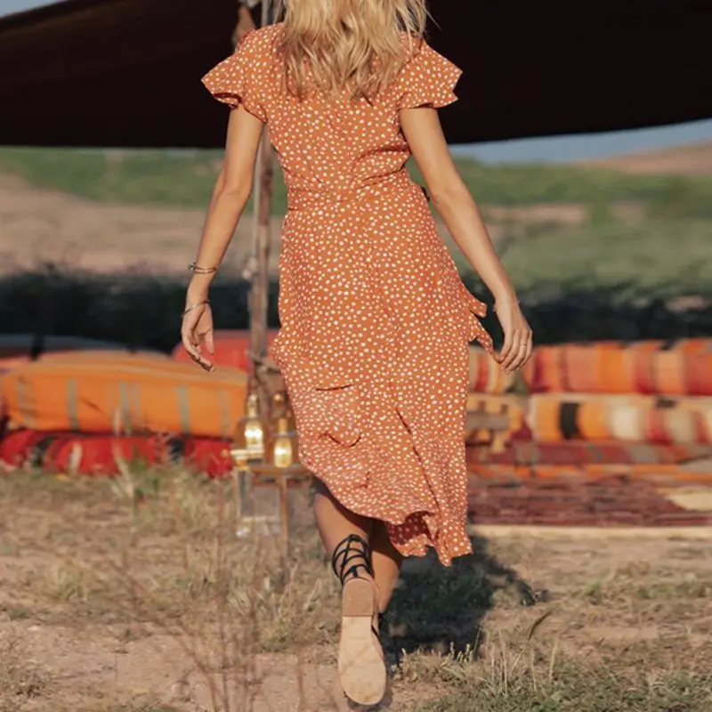 Летнее богемное пляжное милое шикарное сексуальное женское длинное платье