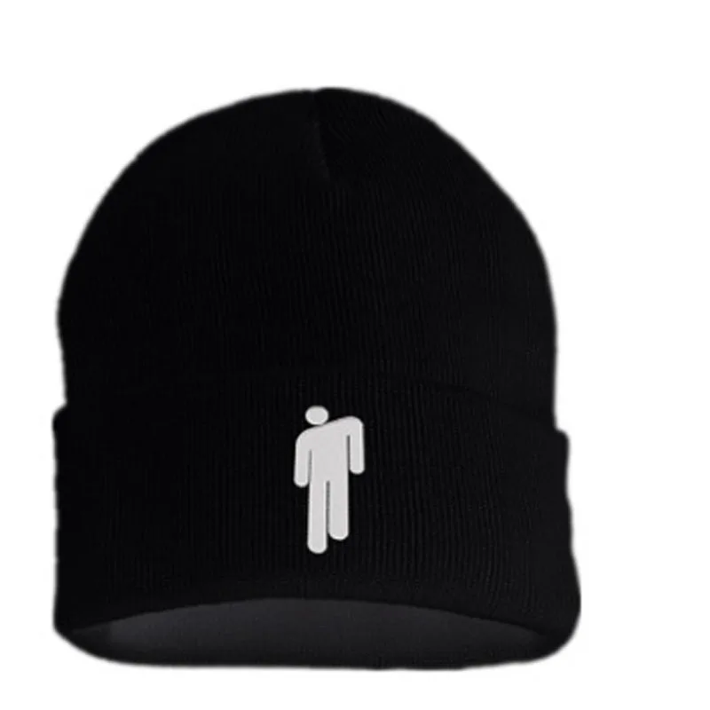 A Hot Billie Eilish Beanies for Girls Boys Casual Embroidery Knitted Winter Hat Plain Blank Men Women Hip-hop Skullies Bonnet Cap - Цвет: A