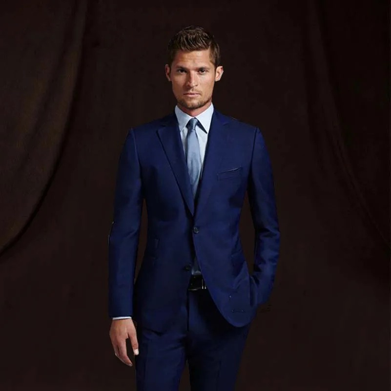 

Navy Blue Groom Wear Wedding TuxedosMens Suit With Pants Wedding Suits Groomsmen Best Man Formal Business Suit (jacket+pant)