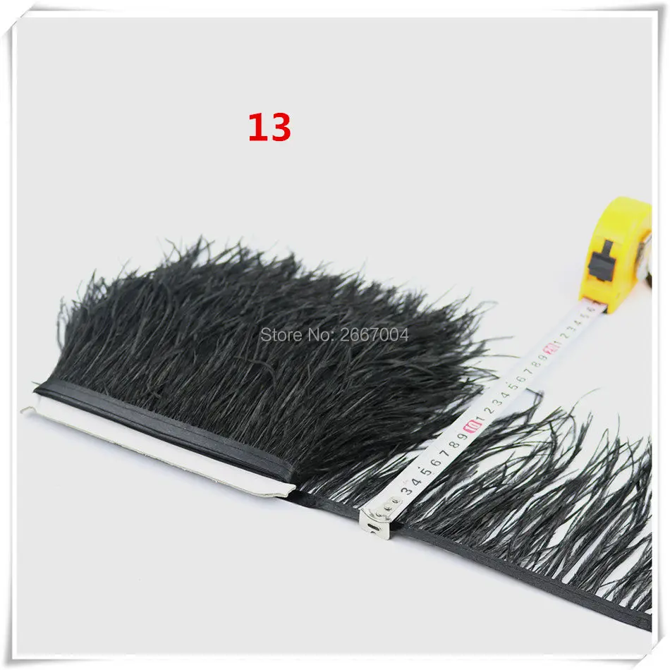 Новинка! Натуральный страусиный Перо черная лента 10 метров 4-6 дюймов/10-15 см
