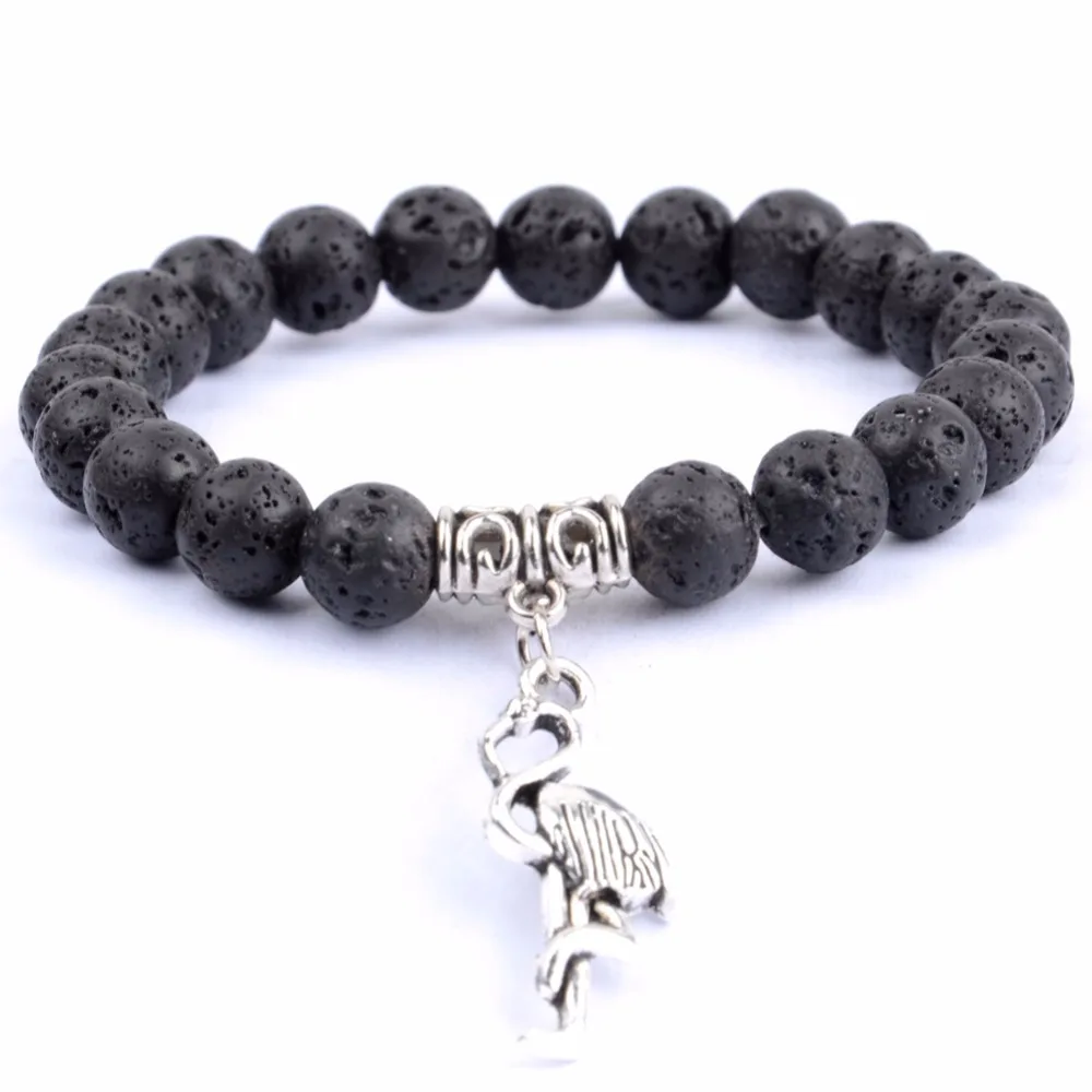 Мужские и женские классические браслеты с подвеской в виде фламинго из