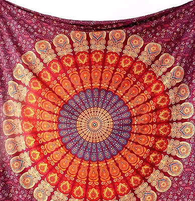 Пляжные полотенца с рисунком индийской круглой мандалы пляжные хиппи гобелен