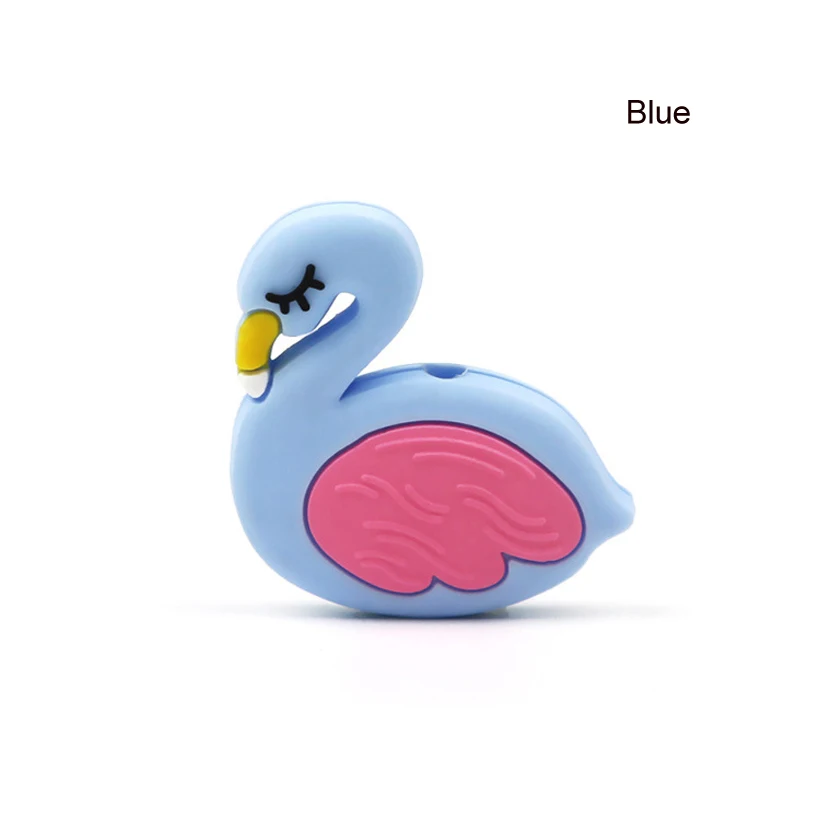 Blue bird 10pcs 10 шт коала силиконовые бусины Сова собака цыпленок утка детские жевательные игрушки для DIY соска цепь ребенок прорезыватель животное уход ожерелье бусы - Цвет: Blue bird 10pcs