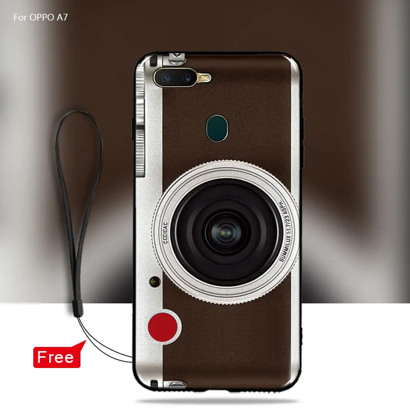For OPPO A7 Case Silicone fashion Retro Camera Cassette Tapes pattern Soft Back Cover OPPOA7 A 7 Fundas Coque |