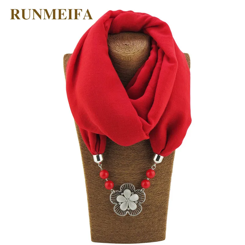RUNMEIFA однотонный шарф с подвеской из полиэстера новый дизайн вуаль материал кулон