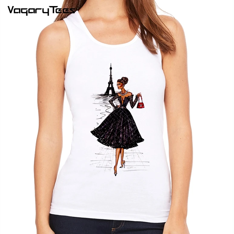 Винтажная модная черная рубашка для девочек с принтом летняя женская майка