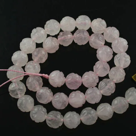 Высокое качество 8 мм розовый кварц цветок лотоса резные бусы полудрагоценный