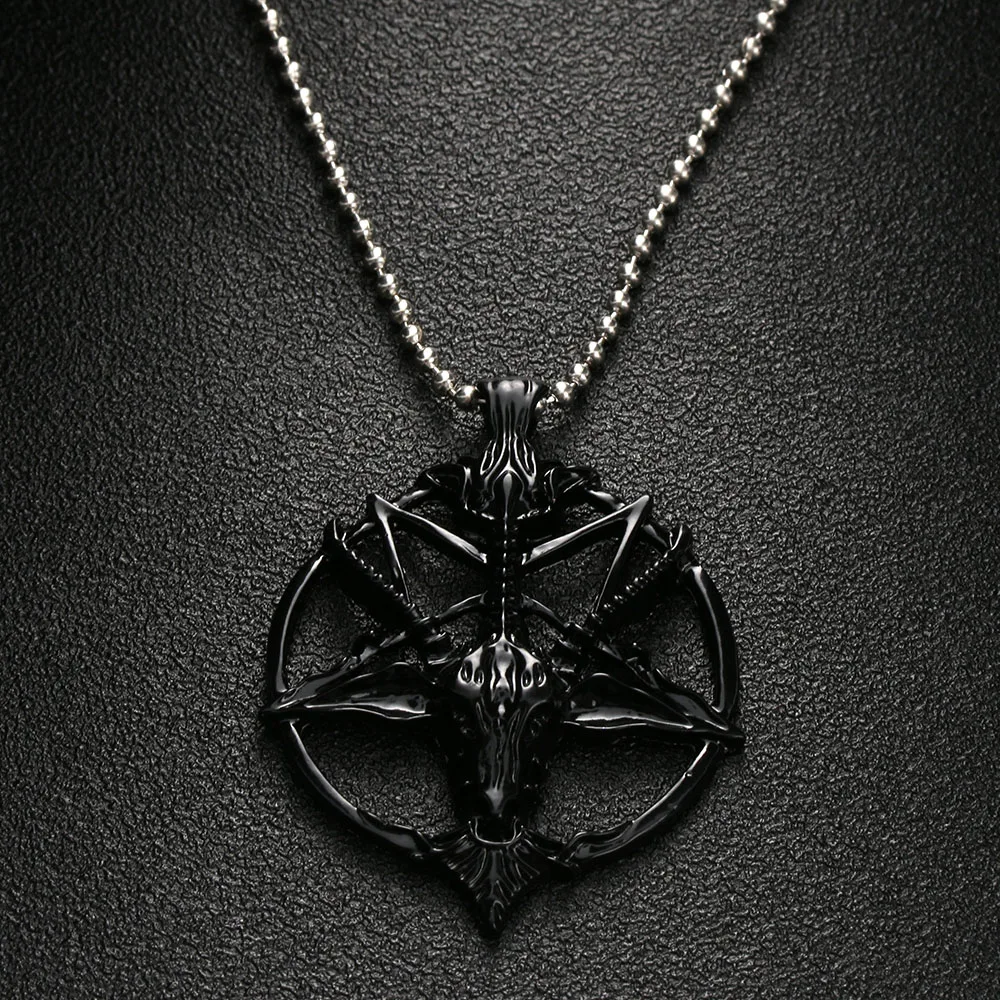 1 шт. человек Винтаж Мода Pentagram Пан Бог череп козла Глава Подвеска Цепочки и