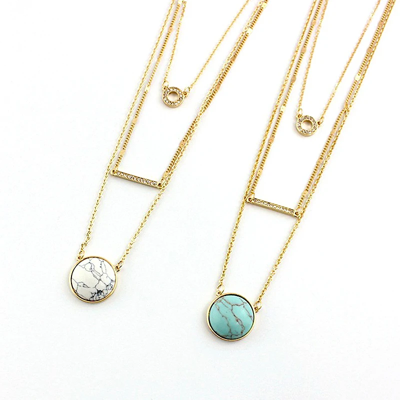 Ожерелье Szelam с подвеской из натурального камня многослойный хрусталь белый