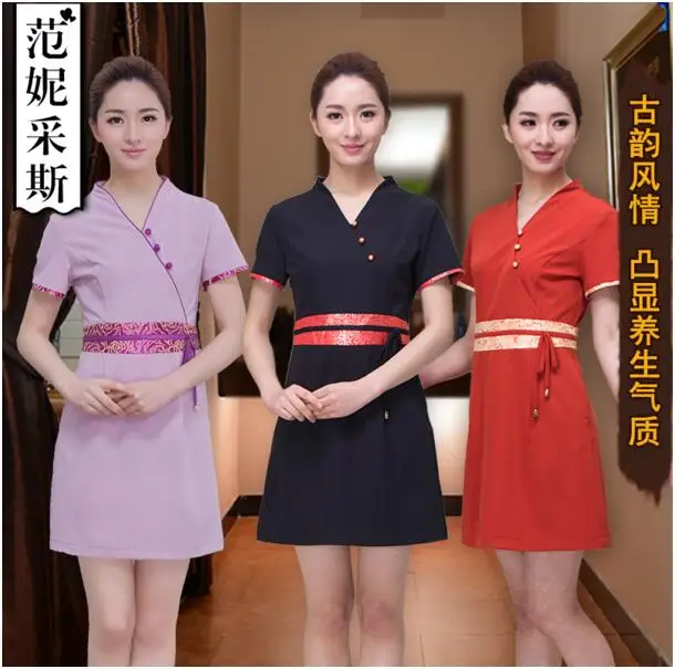 

Spa work wear dress summer work wear short-sleeve set pants waiter health service beautician foot SPA clothing beauty uniform
