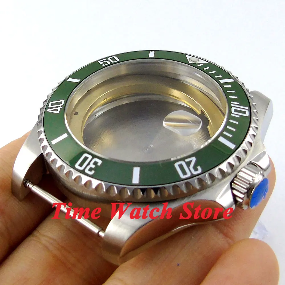 43 мм сапфировое стекло зеленая керамическая рамка из нержавеющей стали чехол для