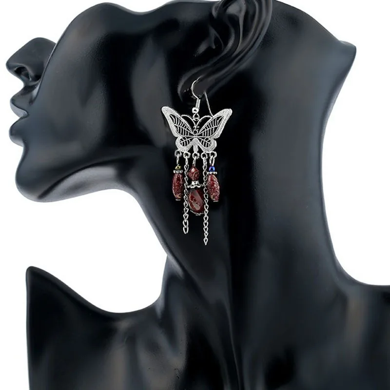 RNAFASHION богемные серьги в форме бабочки женские ювелирные изделия Длинные камень