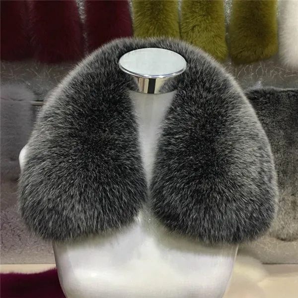 Frost black Большой размер, воротник из лисьего меха, зимний, натуральный Лисий мех, мужской, женский, пуховик, пальто, меховой воротник, нагрудник, универсальный, дикий,, меховой шарф - Цвет: Frost black