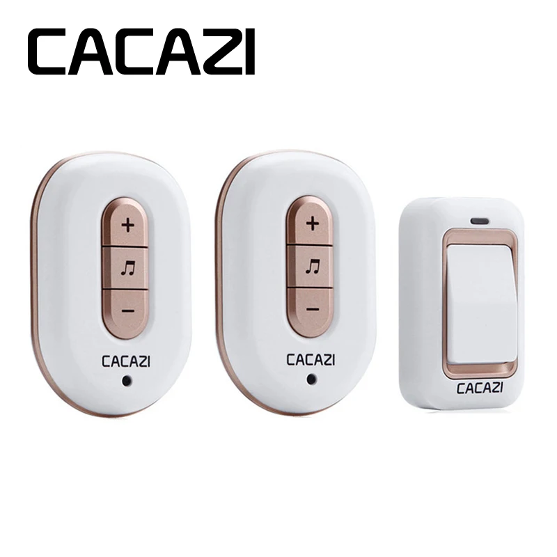 X8 1V2 gold CACAZI New Kinetic Electronic Wireless Doorbell Sefl Powered No Need Battery Led Light Door Bell With 2 Push Button+1 Bell - Цвет: X8 1V2 gold