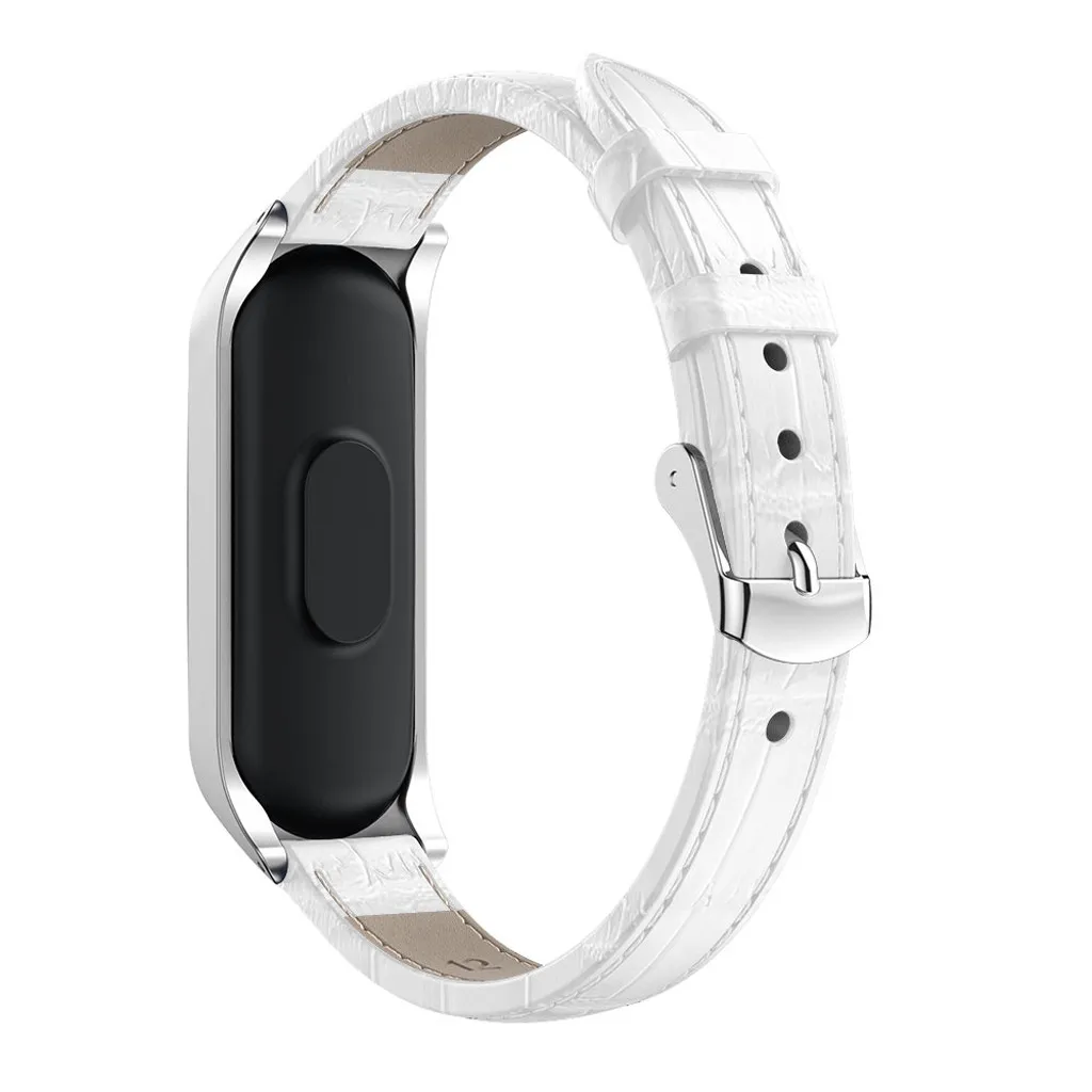 Новинка! Кожаный ремешок для браслета Xiaomi Mi Band 4 металлический корпус аксессуары