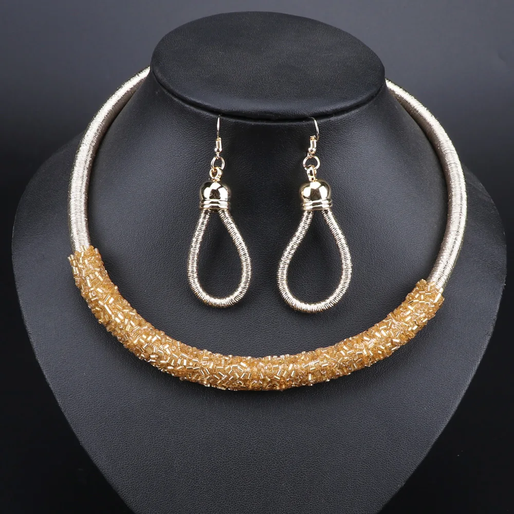 Модный комплект ювелирных изделий Африканский бисер Нигерия свадебное