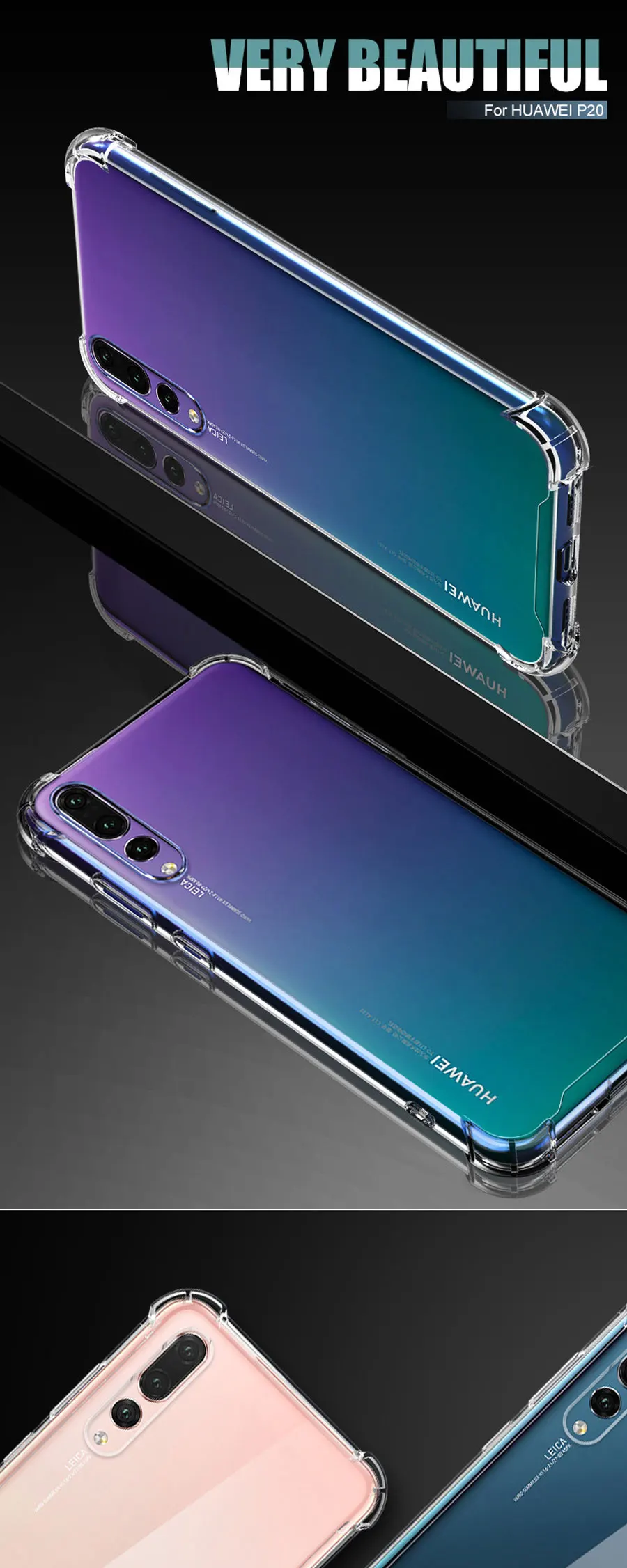 Прозрачный чехол с "воздушной подушкой" для huawei P30 P20 lite рro Y5 Y6 Y7 Y9 prime nova 5 5i 4 4e 3 3e 3i мягкая термополиуретановая накладка на заднюю панель