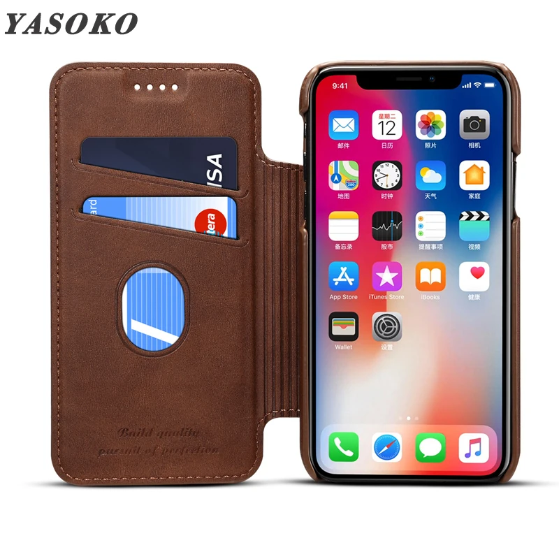 Чехол-книжка из искусственной кожи для iPhone X Роскошный чехол-кобура с отделением