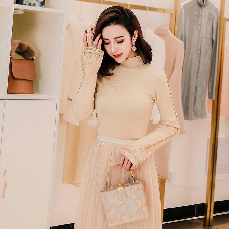 Sispell Side Striped Для женщин футболка блестками Flare рукавом Elegent Футболки для Обувь