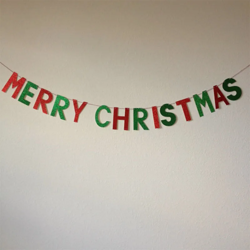 

Gold Glitter Merry Christmas Banner Happy New Year Ever Merry Christmas Decorations For Home Hanging Bunting Party Supplies