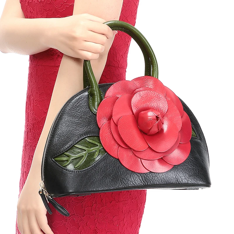Женская сумка тоут на ремне в китайском стиле с цветами из 100% натуральной кожи