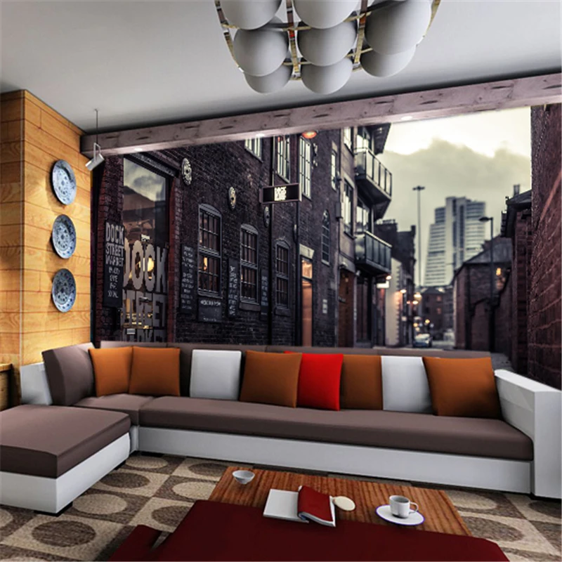 Обои с изображением улиц города здания стены фрески печать наклейка домашний