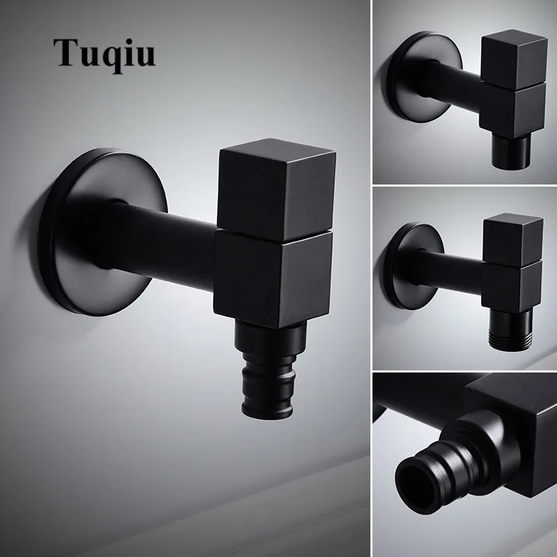 Washing machine faucet Copper Bathroom corner tap Single Cold garden Faucet Black Oil outdoor mixer Small Tap | Обустройство дома
