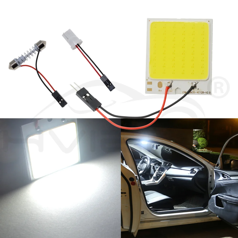 2X Белый T10 W5W C5W 24 36 48Smd Cob Светодиодная панель Авто для чтения карта лампа панель светильник купол фестон BA9S 3 адаптер DC 12v авто Led
