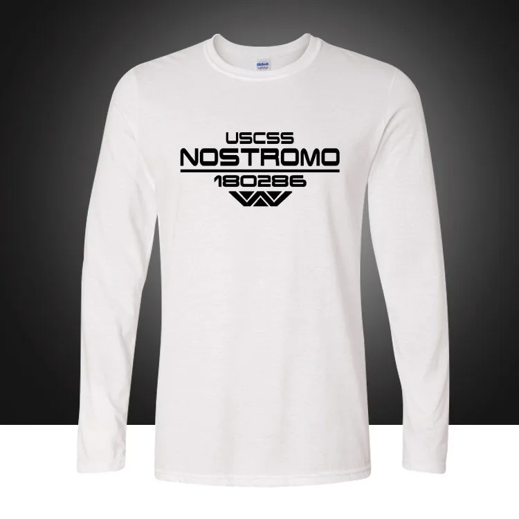 Осенняя футболка USCSS Nostromo с принтом, хлопковая Футболка Alien Weyland Yutani, Мужская футболка с длинным рукавом, топы размера плюс