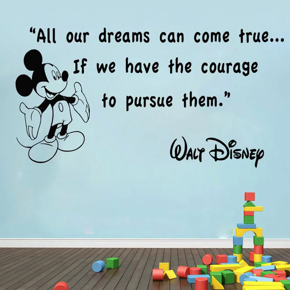 Микки Маус Виниловые Настенные цитаты все наши мечты могут сбываться... наклейки