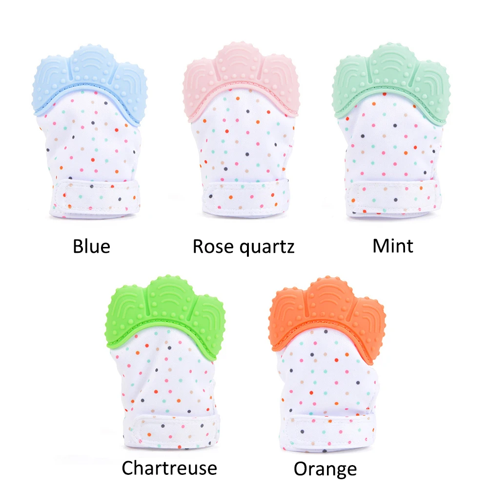 

Wholesale Silicone Teether Baby Pacifier Glove Teething Panda Animal Wrapper Sound Teether Glove Chewable Nursing Silicone Beads