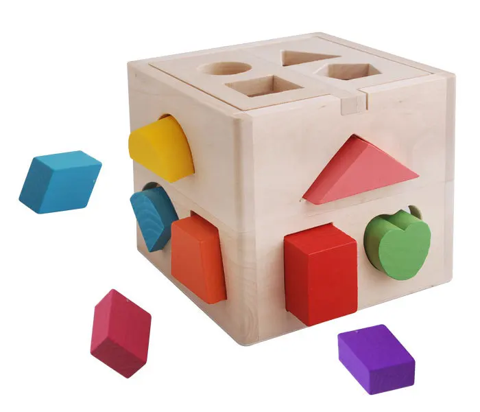 

Child wood toy educational digital geometry building blocks intellectual box wooden toys shape box