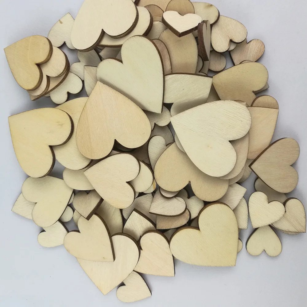 

100 шт Смешанные любовь в форме сердца деревенская деревянная кнопка свадебный стол разброс украшение домашний декор