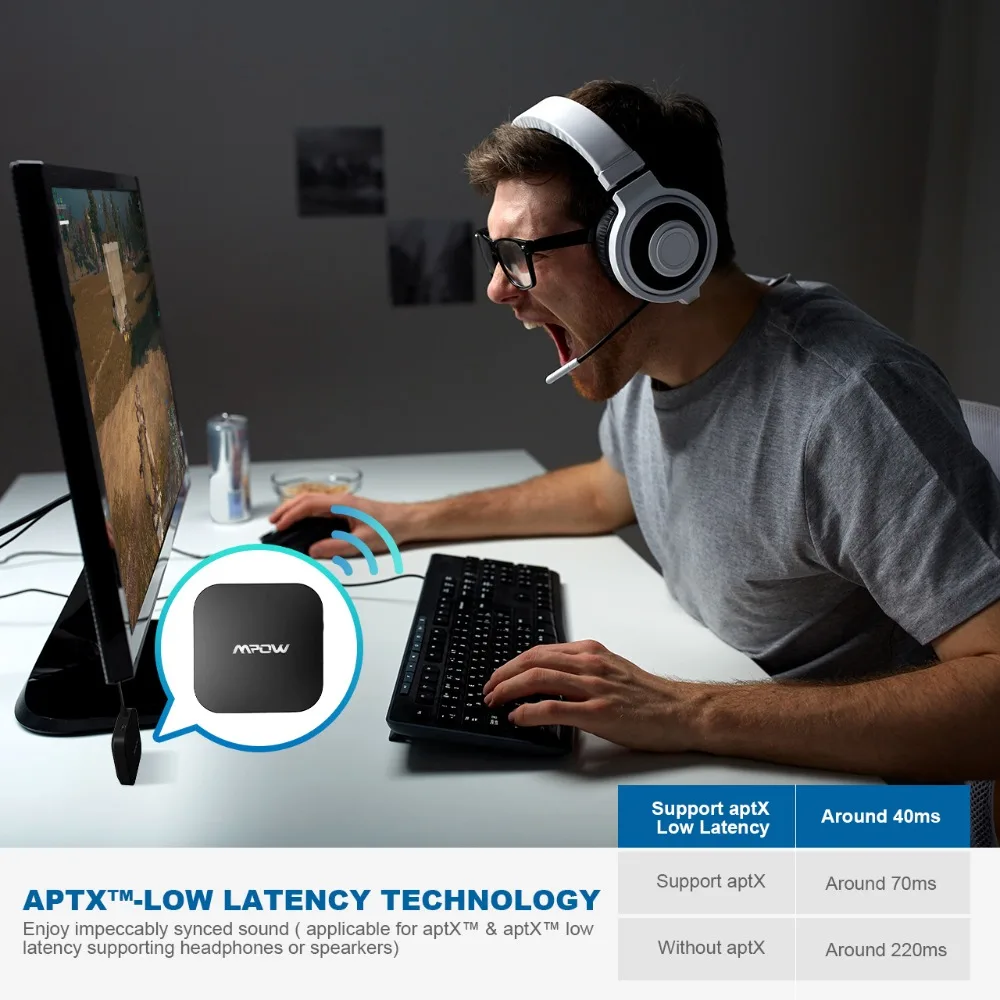 Bluetooth 5 0 передатчик Mpow BH281 Aptx беспроводной аудиоадаптер с низкой задержкой для