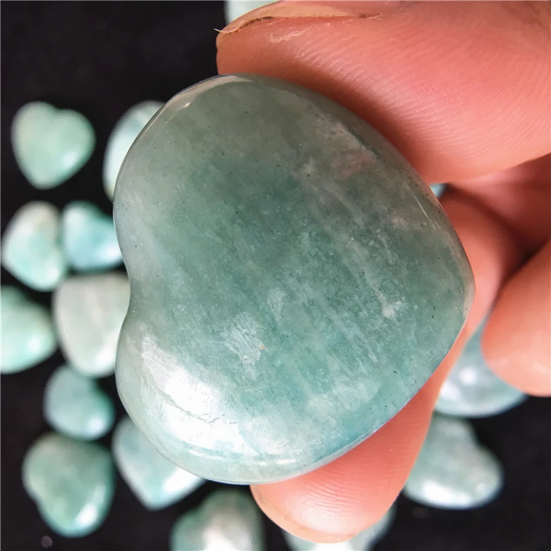 

3pcs Amazonite heart reiki healing natural gem collection wedding giftshipping free