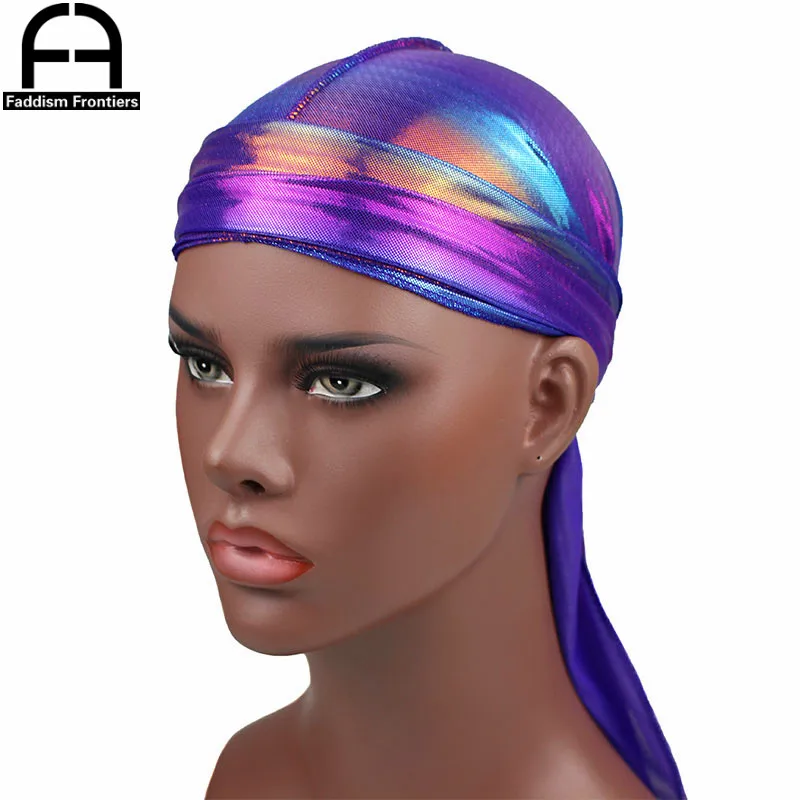 Мужские яркие блестящие банданы мужские шелковистые головной убор повязка на