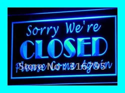 

i102 Sorry We're Closed Shop Close LED Neon Lightschild Signs On/Off Swtich 20+ Colors 5 Sizes