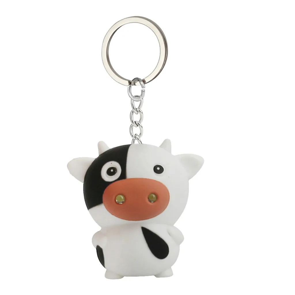 Модный фонарик милый мультяшный брелок с коровой со светодиодной подсветкой