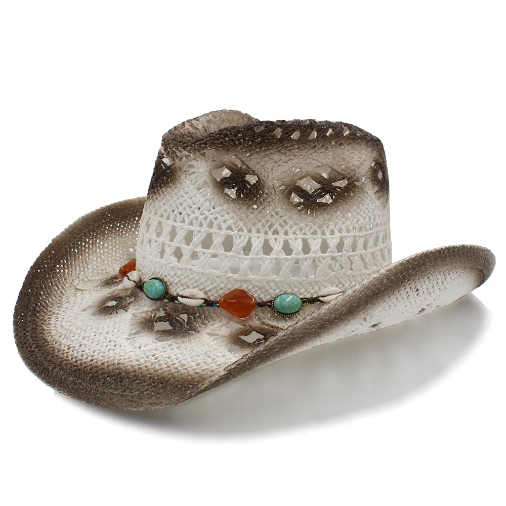 Женская Ковбойская шляпа Sombrero плетеная пляжная ручной работы в богемном стиле