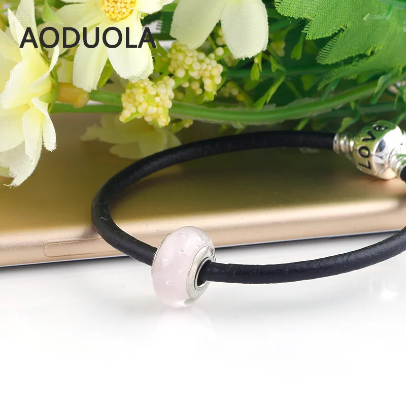 Стеклянные бусины AODUOLA с голубым или розовым основанием круглые в стиле сделай