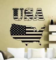 usa word map flag wall sticker american vinyl decal home room interior decoration waterproof high quality mural dt22